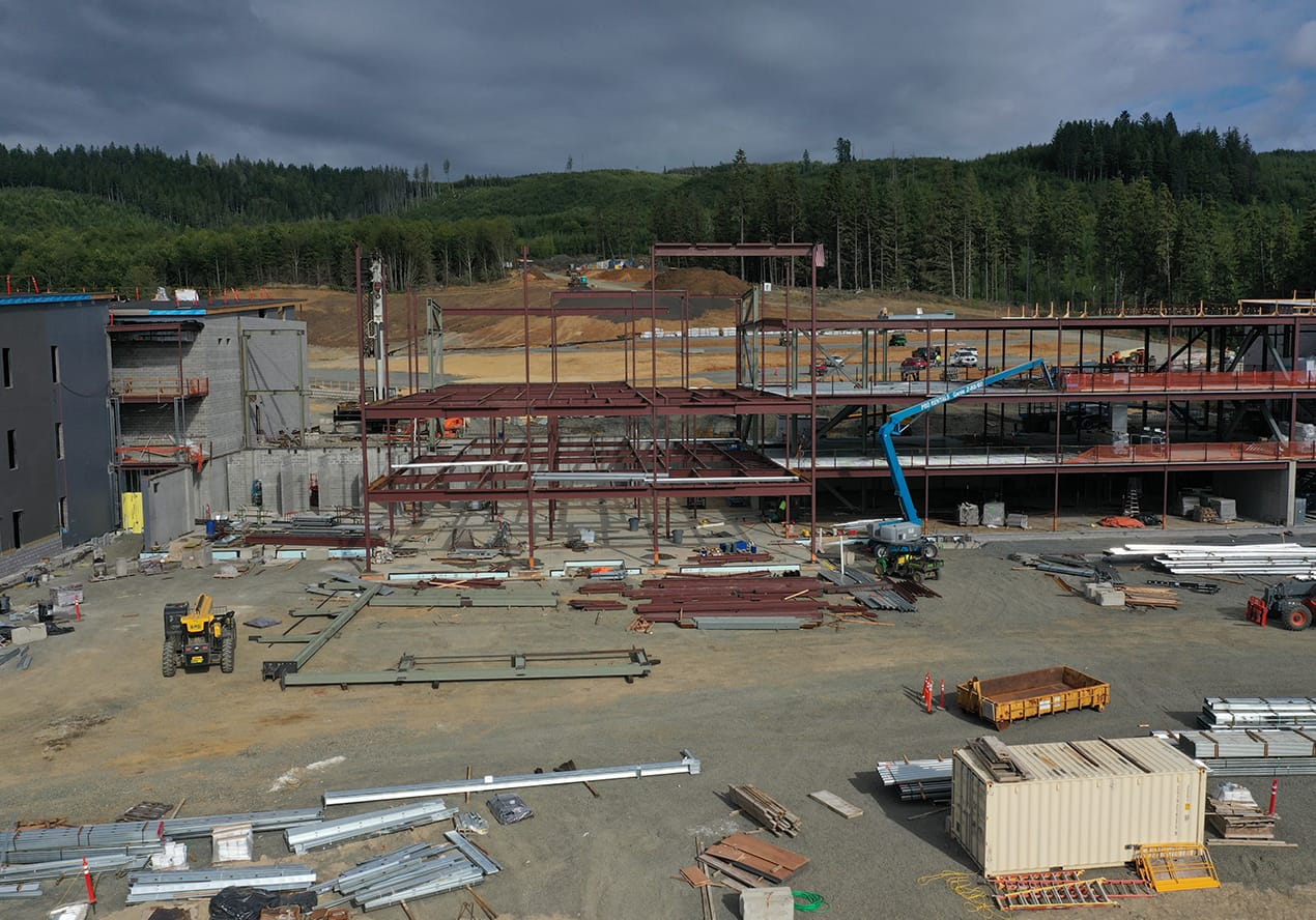 A construction site in Washington where Instafab has put up steel structures.